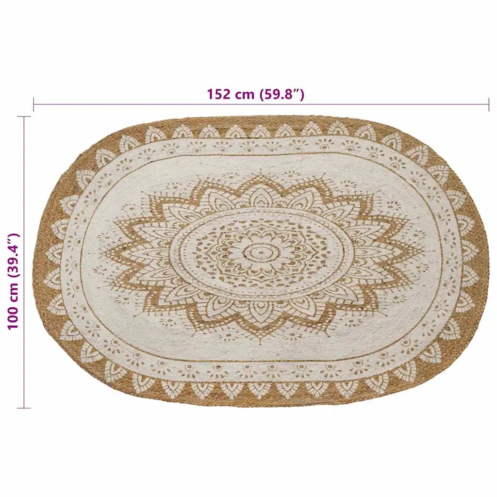 Tappeti per area Naturale con stampa bianca 100 x 152 cm Juta 42010825