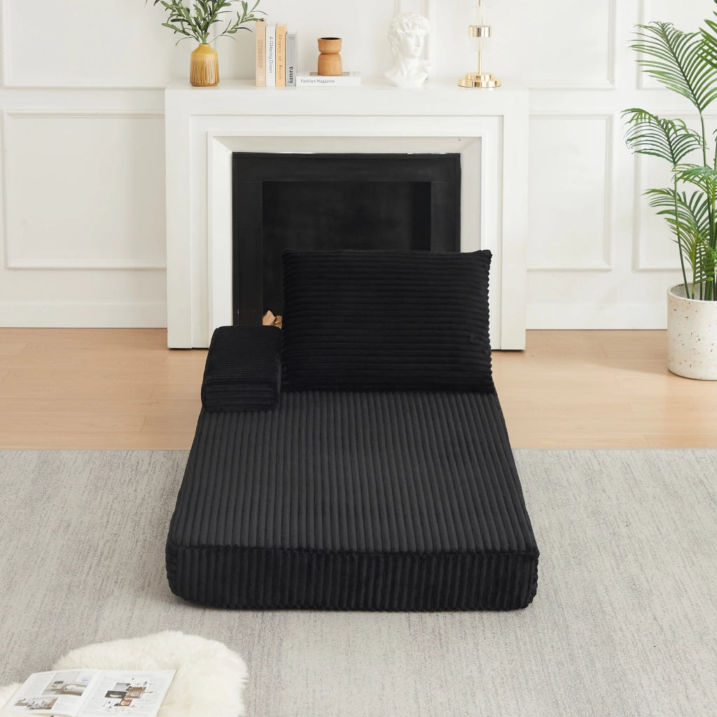 DIVANO MODULARE 211 cm in velluto a coste nero