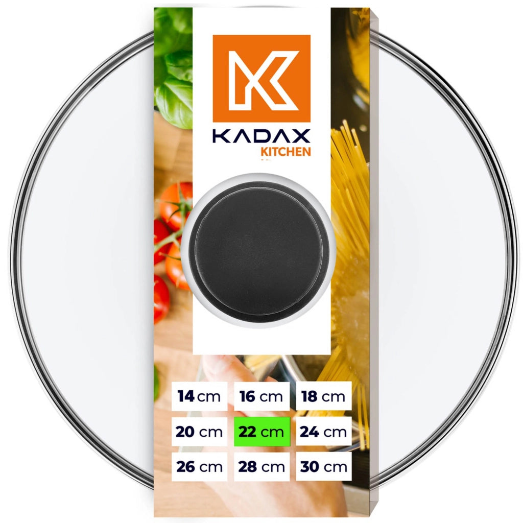 Coperchio in vetro KADAX da 22 cm, universale, resistente al calore, per pentole e padelle.