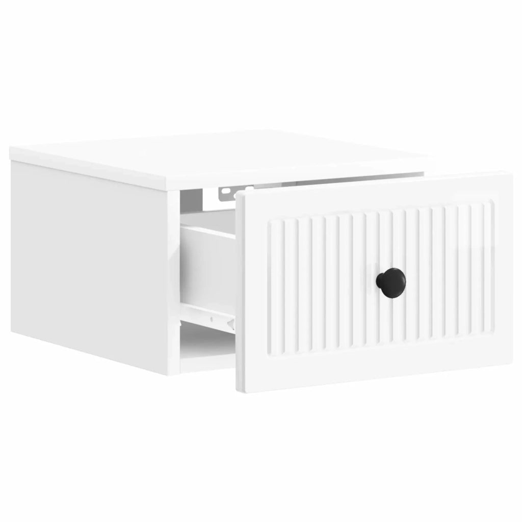 Comodino | Armadio da Notte | Mobiletto da notte a muro Bianco Lucido 33 x 34,5 x 20 cm