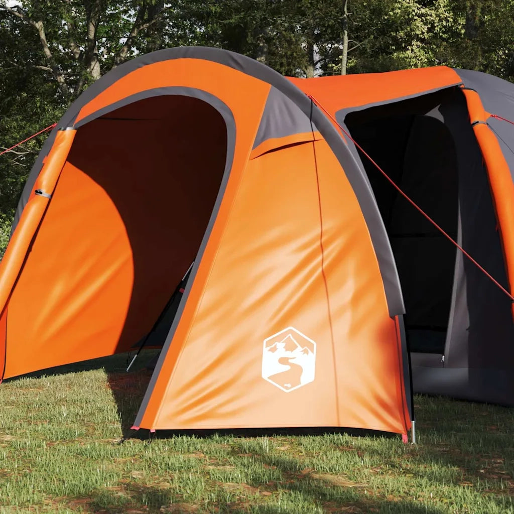 Tenda a Cupola-Tenda da campeggio Grigio e arancione 384 x 254 x 170 cm