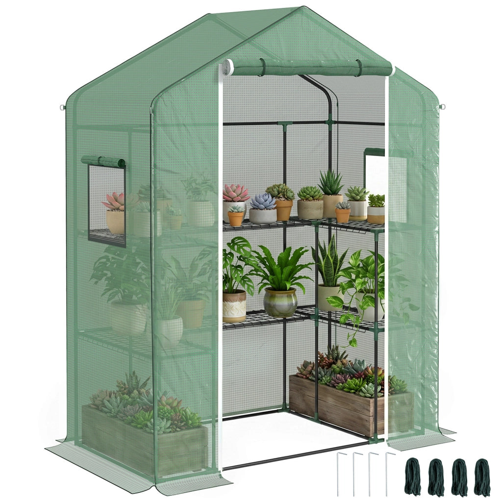 Serra da Giardino con Porta e Finestre ¨C Zephmum ¨C Verde 140x73x190 cm