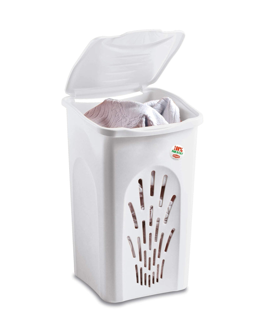 Portabiancheria Primavera Traforato Bianco L 50 cm 37 x 37X56 H Stefanplast