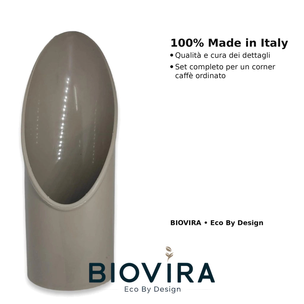 BIOVIRA Kit Angolo Caffè Tortora – Made in Italy | Porta Bicchierini + Bicchierini Cuori + Palette Imbustate