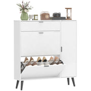 Scarpiera con 2 ante a ribalta ¨C zephmum ¨C Bianco 60x30x100 cm