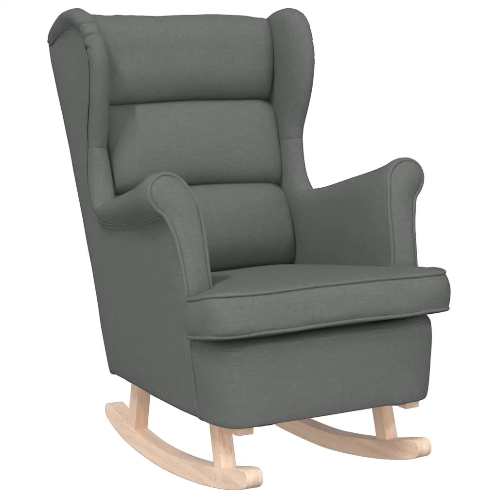 Poltrona | Sedia a Dondolo Grigio Scuro 74x90x102 cm in Tessuto