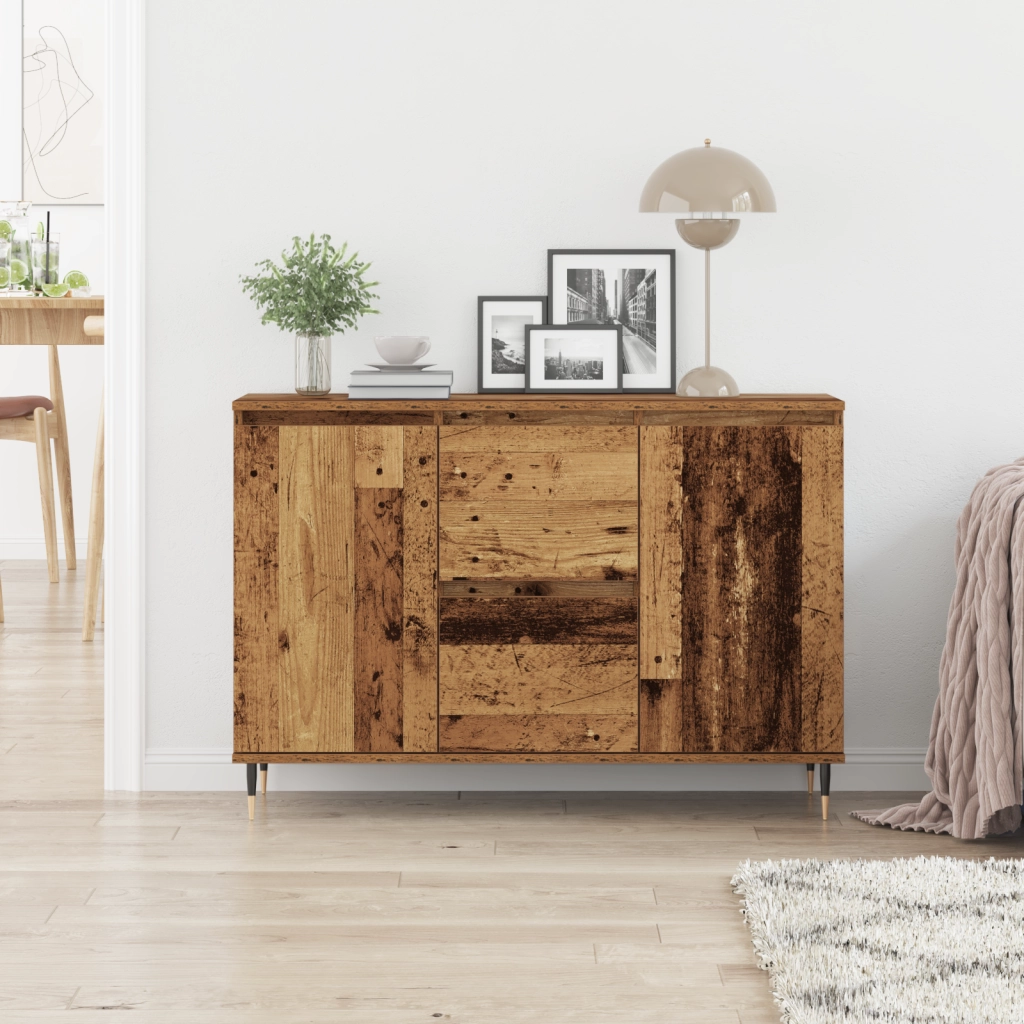 Credenza con porte e cassetti in legno vecchio 101,5x35x70 cm