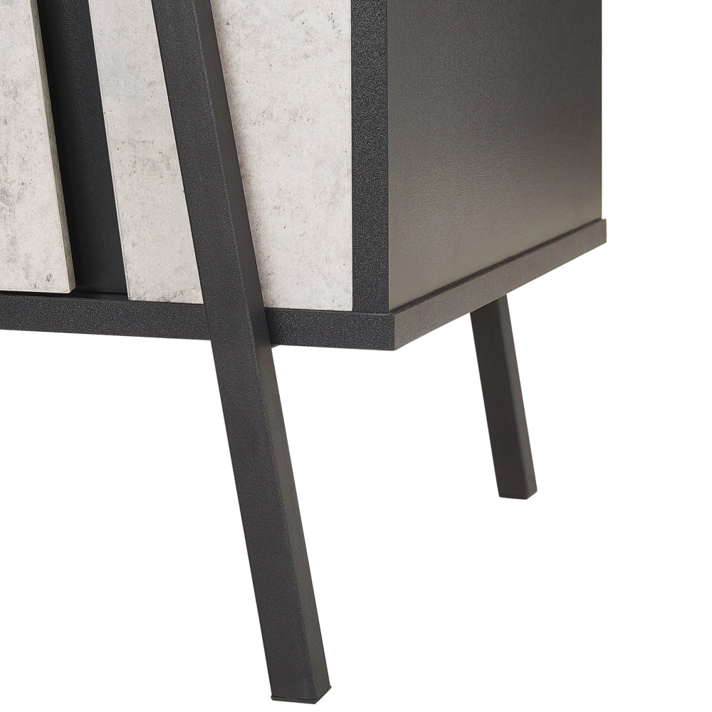 Madia credenza Effetto Cemento con Gambe in Metallo Nero 2 Armadi 3 Cassetti Design Industriale