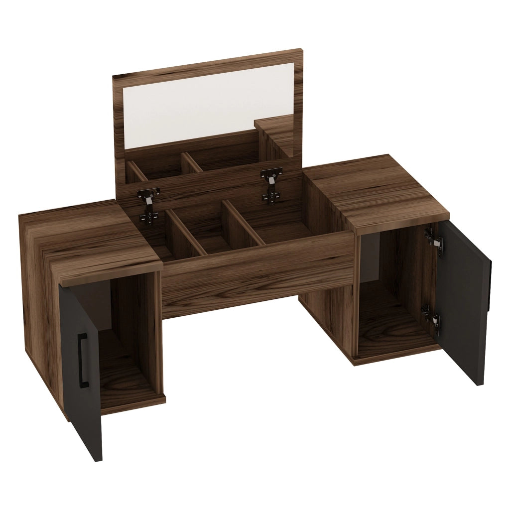 Mobile da Trucco Ruviano, Toeletta Specchio Incluso, 100x36x74h cm Marrone Noce
