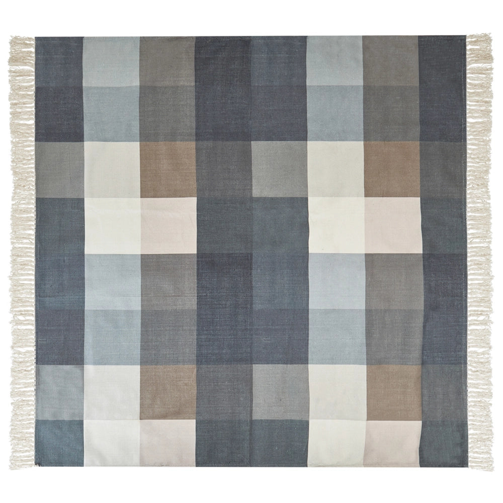 Coperta da picnic per esterni in tessuto con cinturino a quadri grigio 200 x 200 cm morbida