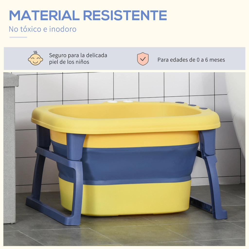 Vasca da bagno pieghevole per bambini ¨C Xylo ¨C portatile con piedini antiscivolo 75x55x43 cm giallo blu