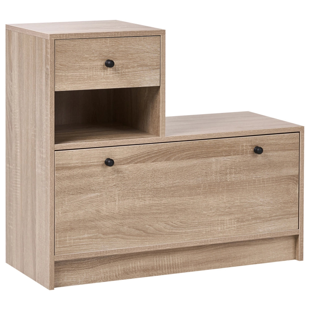 Set da ingresso Appendiabiti con contenitore per scarpe, specchio e ganci appendiabiti Marrone chiaro