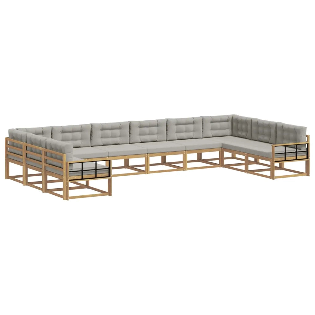 Set di divani da esterno 10 pz Bianco e Grigio Chiaro 3387115