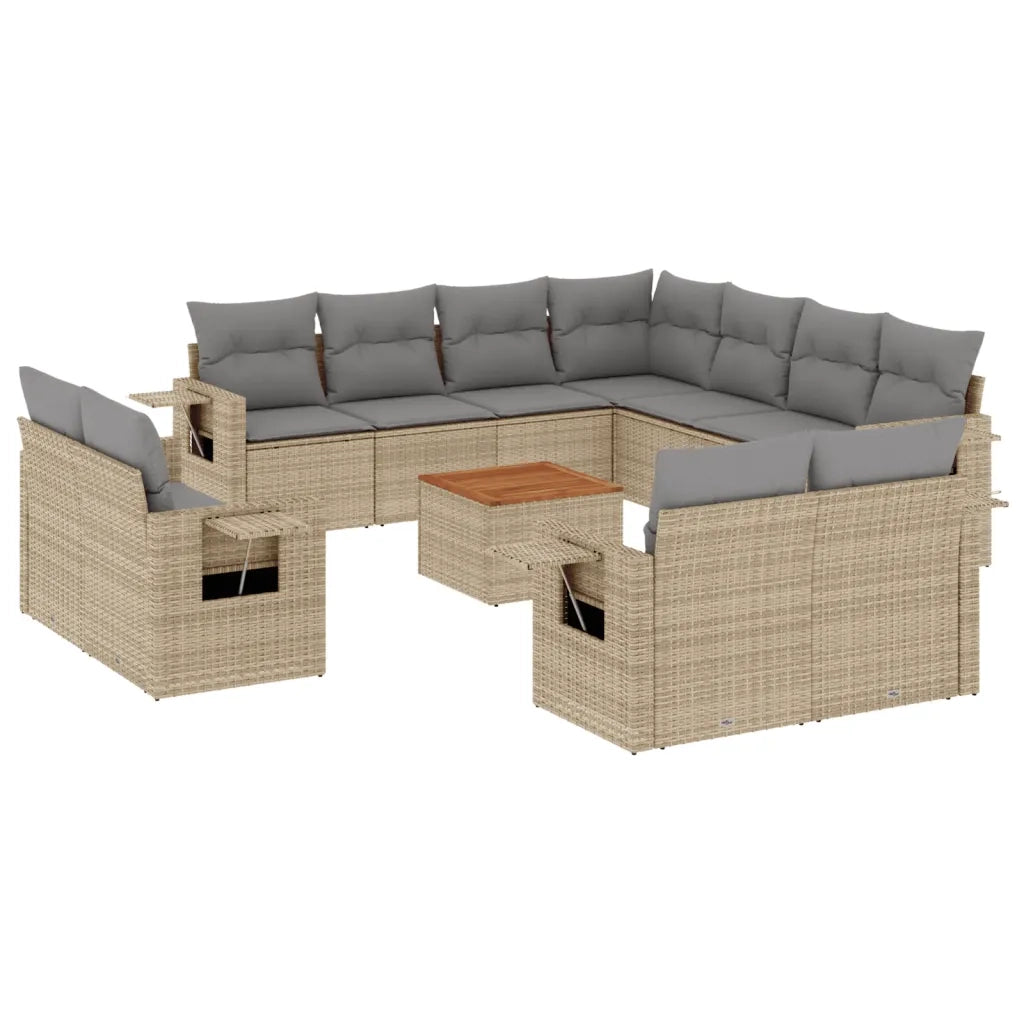 Set Divano da Giardino 12 pz con Cuscini Beige Misto Polyrattan 3257158