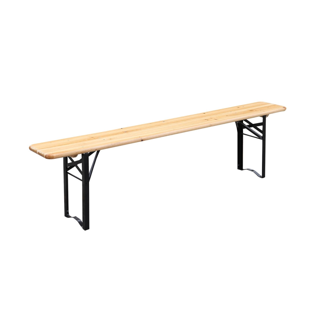 Set 2 tavoli da giardino pieghevoli in legno con 2 panche, marrone