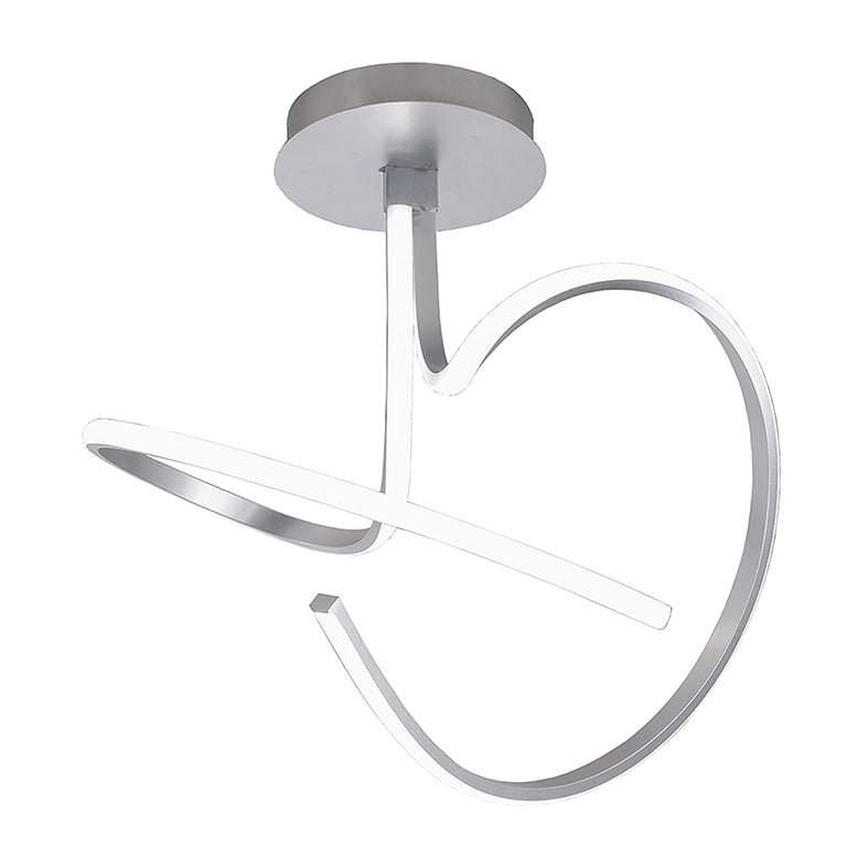 Curvy - Plafoniera LED 39W 4500K IP20 con struttura in alluminio finitura argento satinato, design sinuoso e tondeggiante - Rossini Group