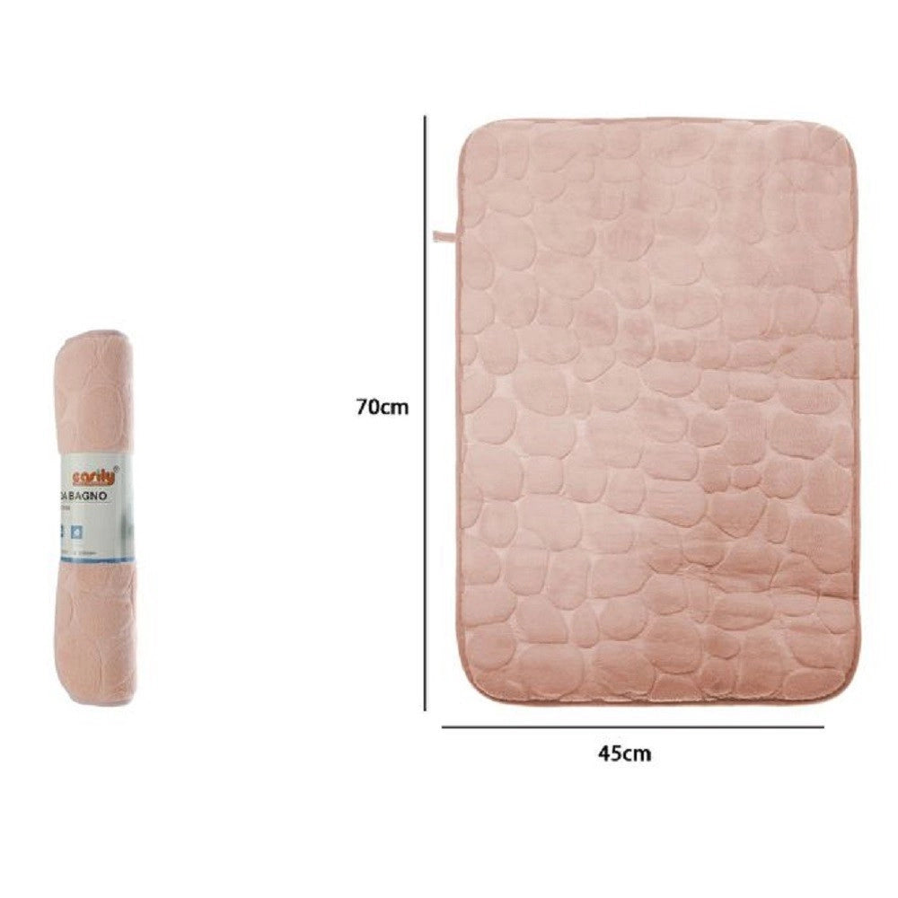 Trade Shop - Tappeto Tappetino In Tessuto Effetto Sassi Per Arredo Bagno 45 X 70cm 79928 Rosa -