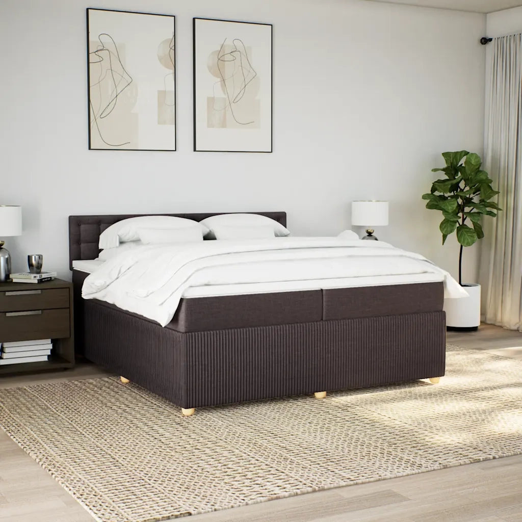 Giroletto a Molle con Materasso Marrone Scuro 200x200cm Tessuto