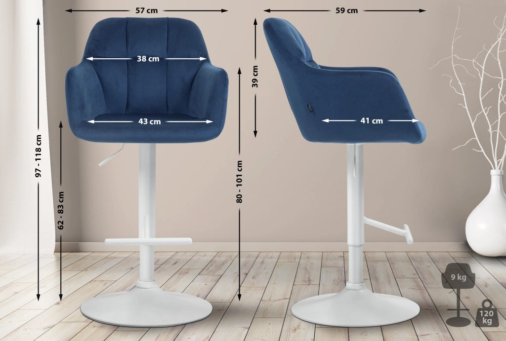 Barhocker Natoma Samt weiЯ