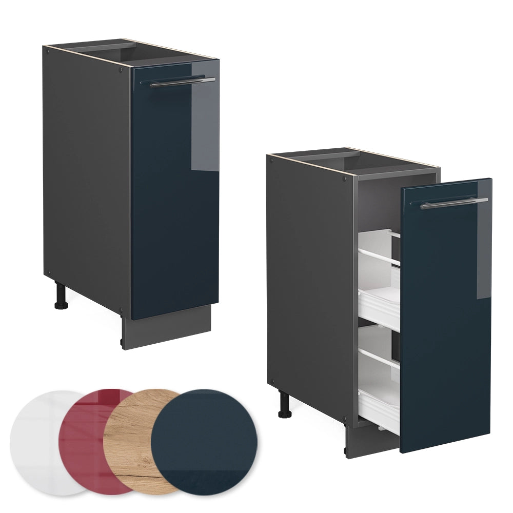 Armadio cucina dispensa alto Fame-Line Blu scuro lucido/Antracite 30 cm senza piano di lavoro Vicco