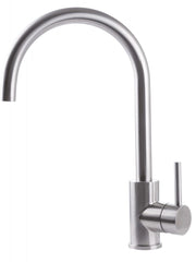 Rubinetto Cucina Miscelatore Monocomando Lavello Canna Tonda Girevole in Acciaio Inox