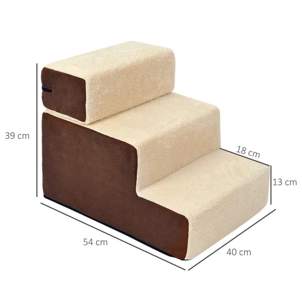 Scala per animali in schiuma beige con gradino removibile
