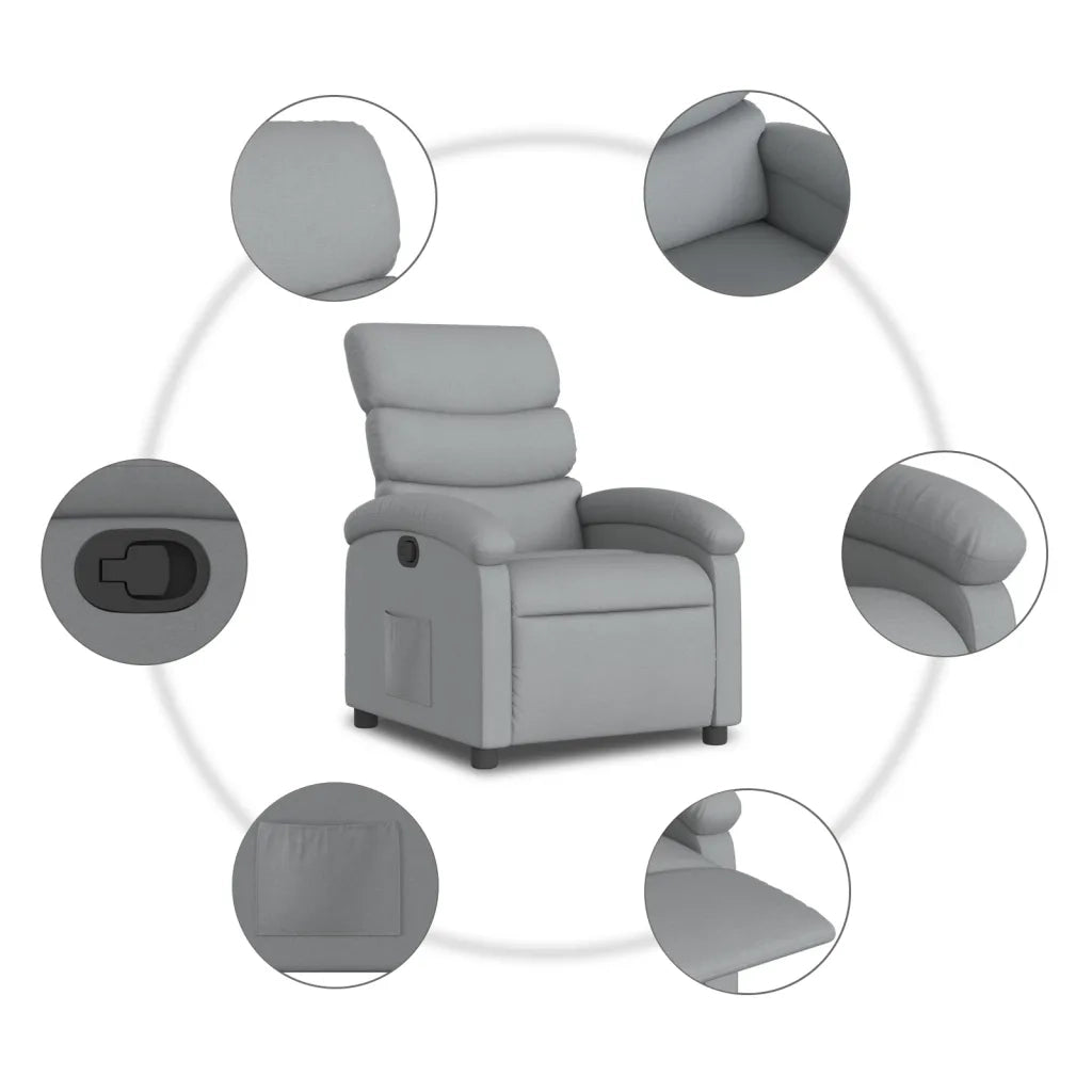 Divano Sedia-Poltrona reclinabile in Tessuto Grigio Chiaro 492135