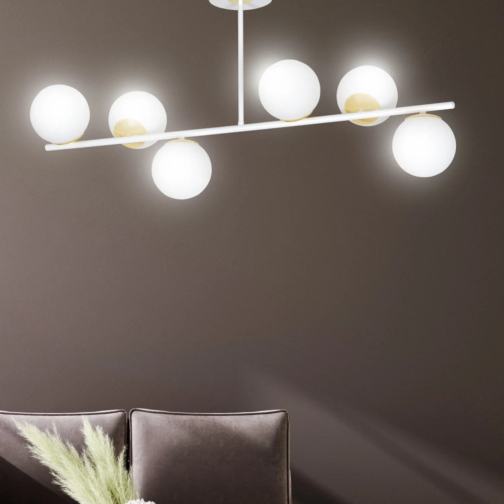Plafoniera Contemporaneo Vishnu Acciaio Bianco Oro 4 Luci E14 Ip20