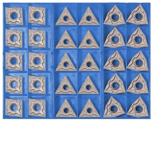 Inserti in Carburo 30 pezzi - Lame di taglio CNC indexabili - Attrezzi per tornitura - Alta durezza - Resistenza al trito - Conservazione sicura - Piastre di taglio