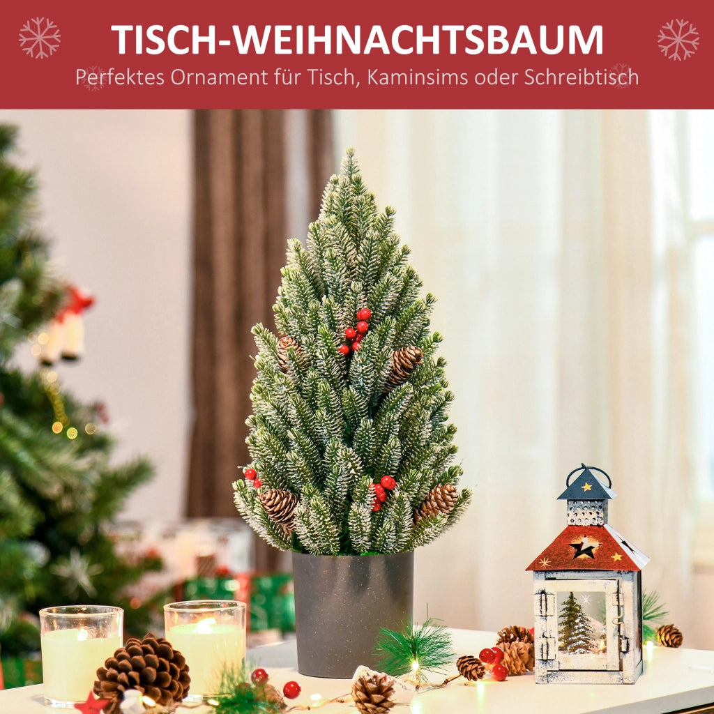 Albero di Natale 50 cm con pigne e bacche rosse ¨C zephmum ¨C vaso incluso