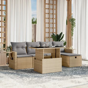 Set Divano da Giardino 6 pz con Cuscini Beige in Polyrattan 3274969