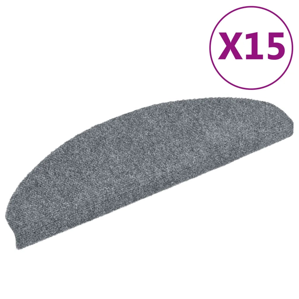 Tappetini per scale autoadesivi 15 pz 65x21x4 cm Grigio chiaro Semicircolari Grandi 132699