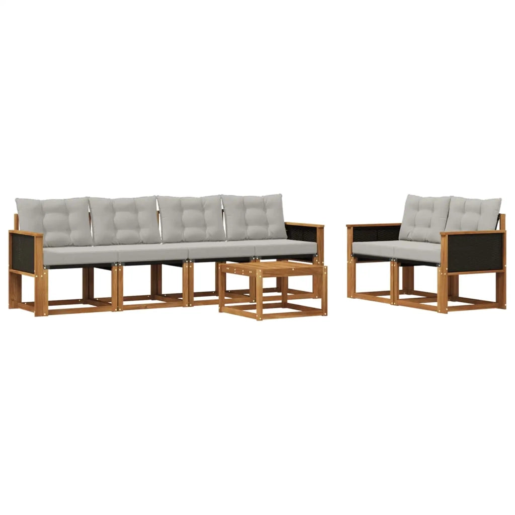Set di divani da esterno 7 pz Naturale e Grigio Chiaro 3381783