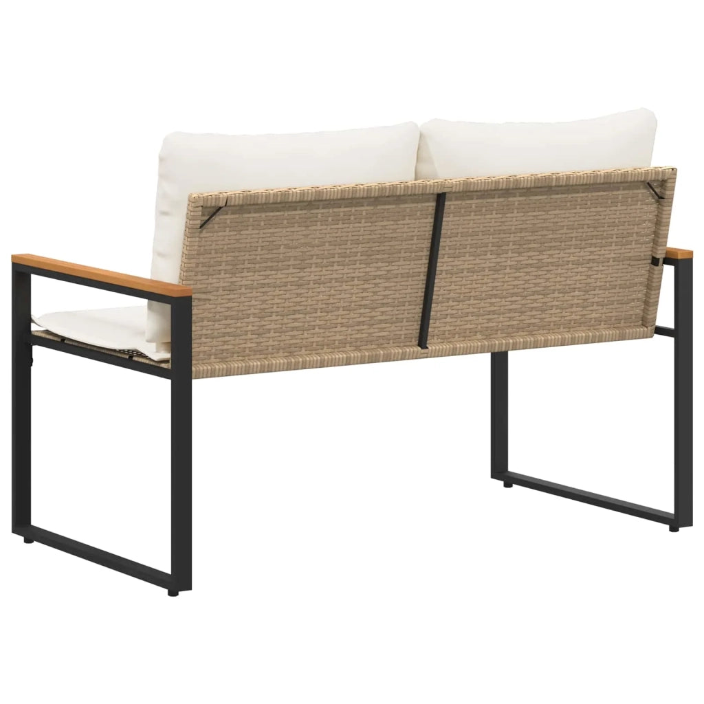 panchina Beige e Bianco Crema 115 x 65 x 72 cm Rattan