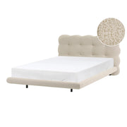 Letto matrimoniale in tessuto boucle con testata trapuntata Beige 120 x 200 cm design moderno