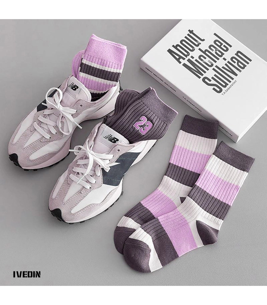 Calzini Alti in Cotone Color Lilla per Donna e Bambina | Mezza Gambaletto Stile Universitario | Taglia Unica 34–40 EU