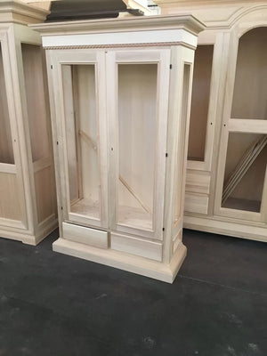 Vetrina classica 2 porte in legno grezzo l.125 p.48 h.196 (606) - Mobili 2G