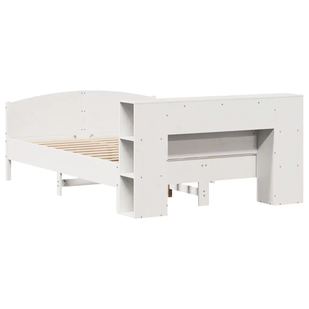 Letto matrimoniale | Letto per adulti | Letto Libreria senza Materasso Bianco 140x190 cm Legno di Pino