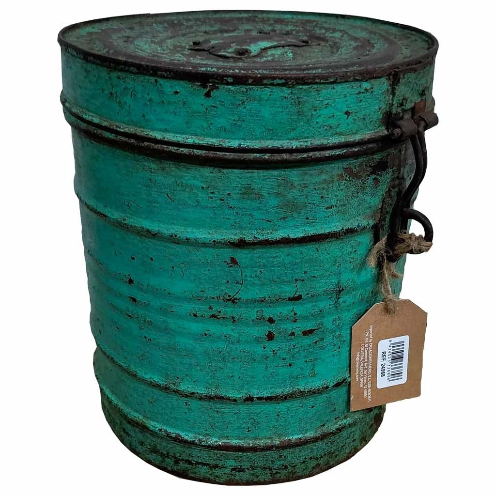 Contenitore portaoggetti in metallo verde 23x23x28h