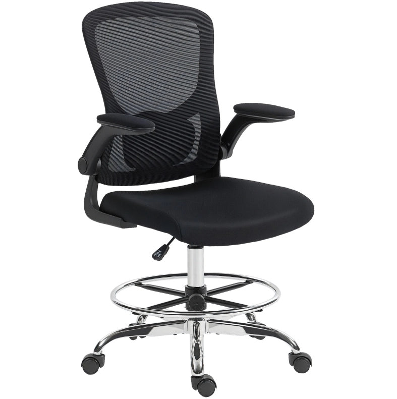 Sedia da disegno ergonomica nera con supporto lombare 4D