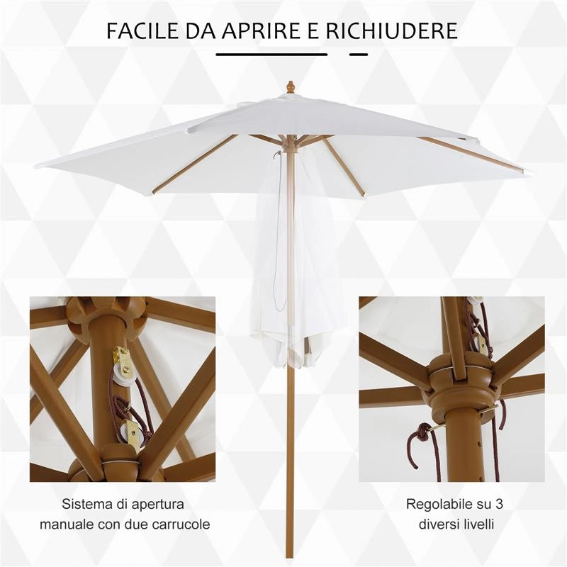 OMBRELLONE DA GIARDINO 2.5 X 2.3 M BIANCO CREMA