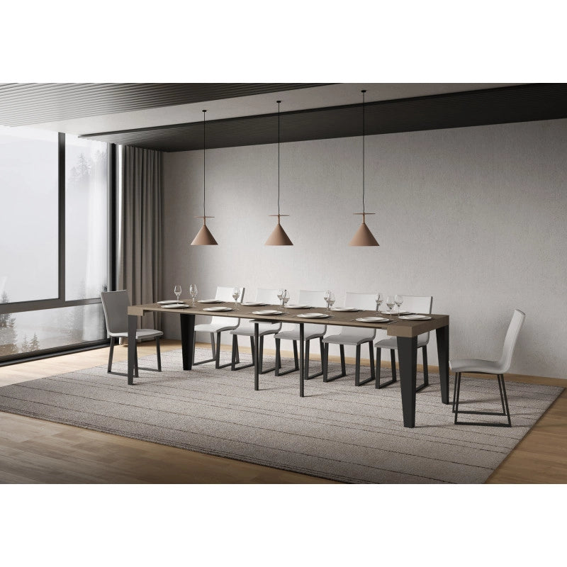Consolle allungabile 90x40/196 cm Flame telaio Antracite - Tortora