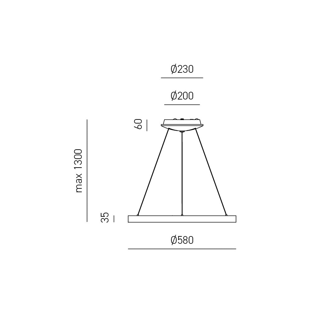 Krizia - Lampada a sospensione led 50W dimmerabile - 2900lm, luce calda 3000K, anello bianco opaco, diffusore opale, d. 60 cm, IP20