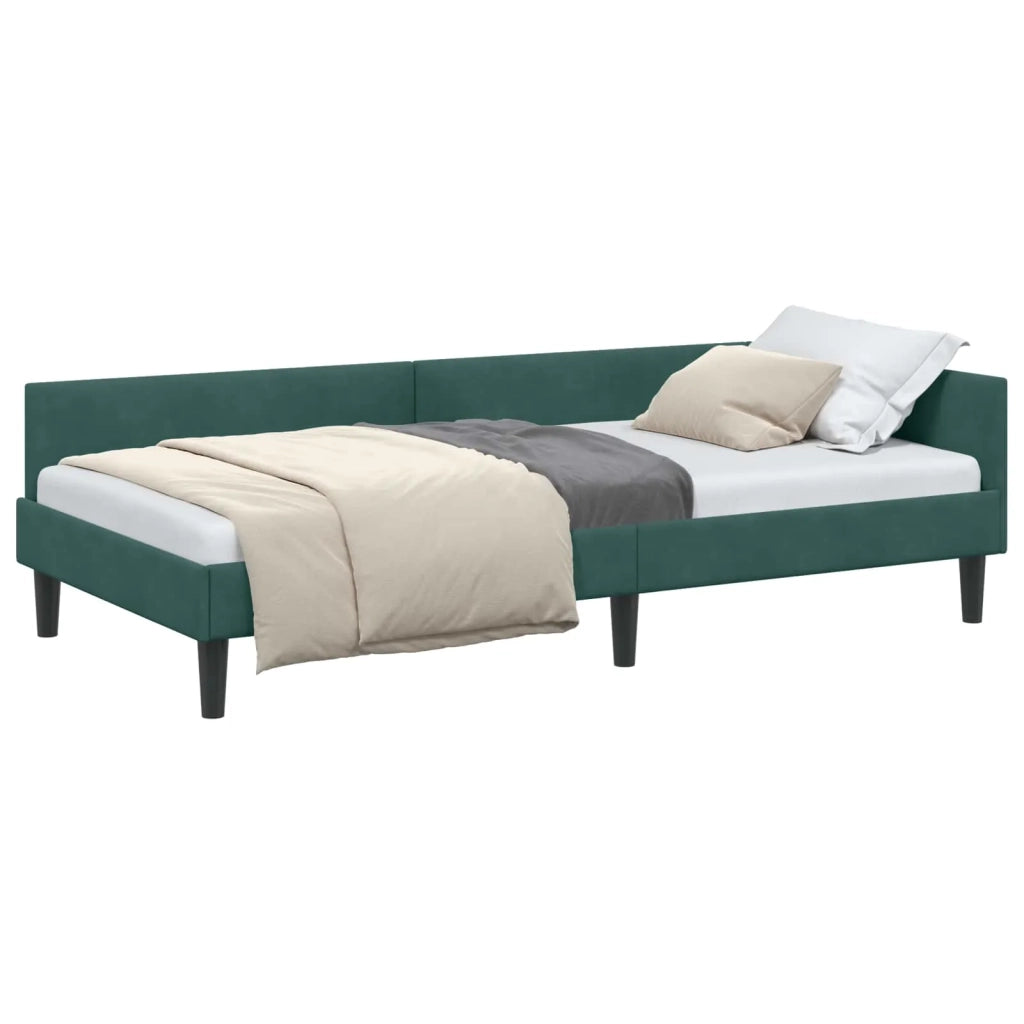 Cornice del letto ad angolo Verde Scuro 90 cm x 190 cm Velluto 42016146