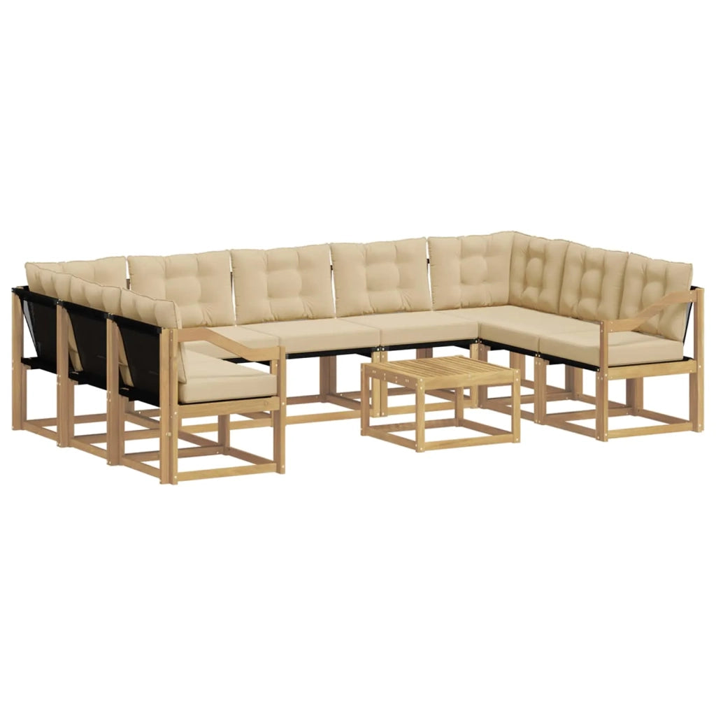 Set di divani da esterno 10 pz Bianco e Beige 3389895