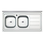 Lavello cucina da appoggio 120x60 due vasche con gocciolatoio destro SA46DX
