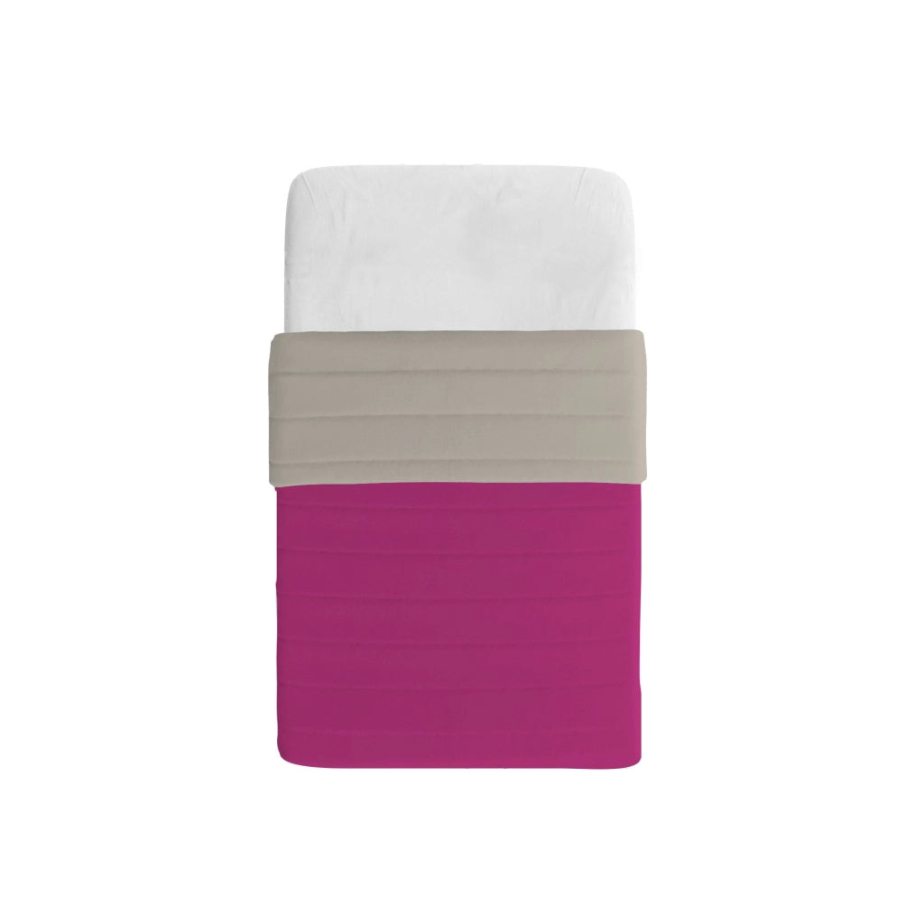 Trapuntino Double Face Singolo 100gr Tinta Unita in Microfibra Fucsia/Grigio Chiaro
