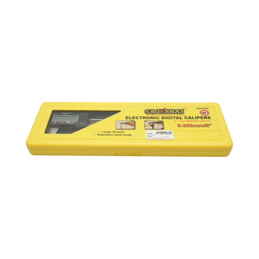 Calibro digitale professionale 200mm, doppia scala mm/pollici, misurazione interna, esterna, profondità Crownman