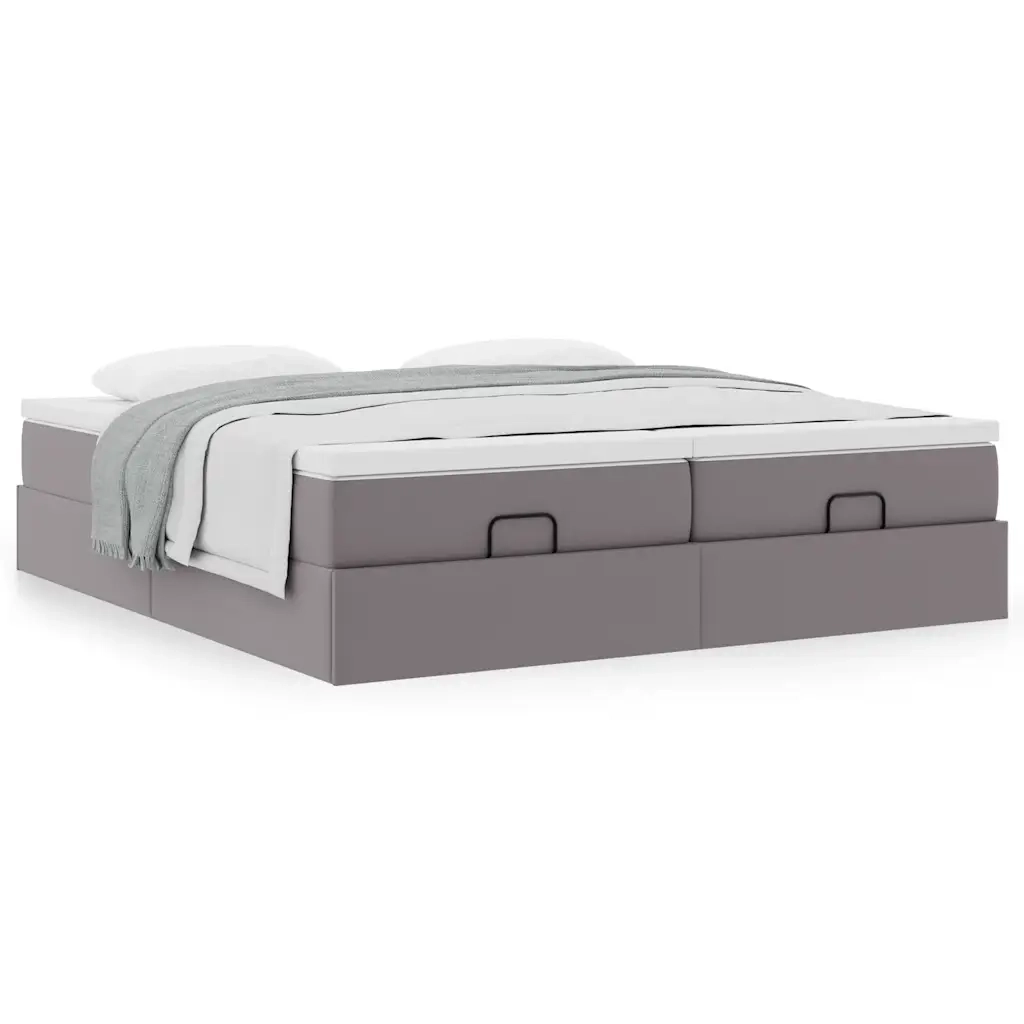 Struttura Letto Pouf con Materassi Grigio 180x200 cm Similpelle 3311227