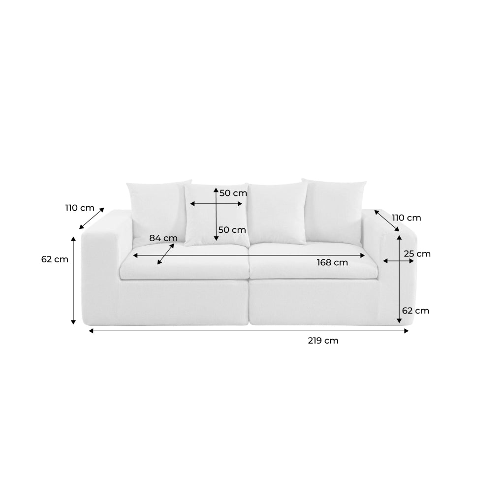 Divano modulare in tessuto ciniglia, 2 posti, beige scuro